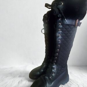 Stylish Black Quilted Knee-High Boots- Never Worn